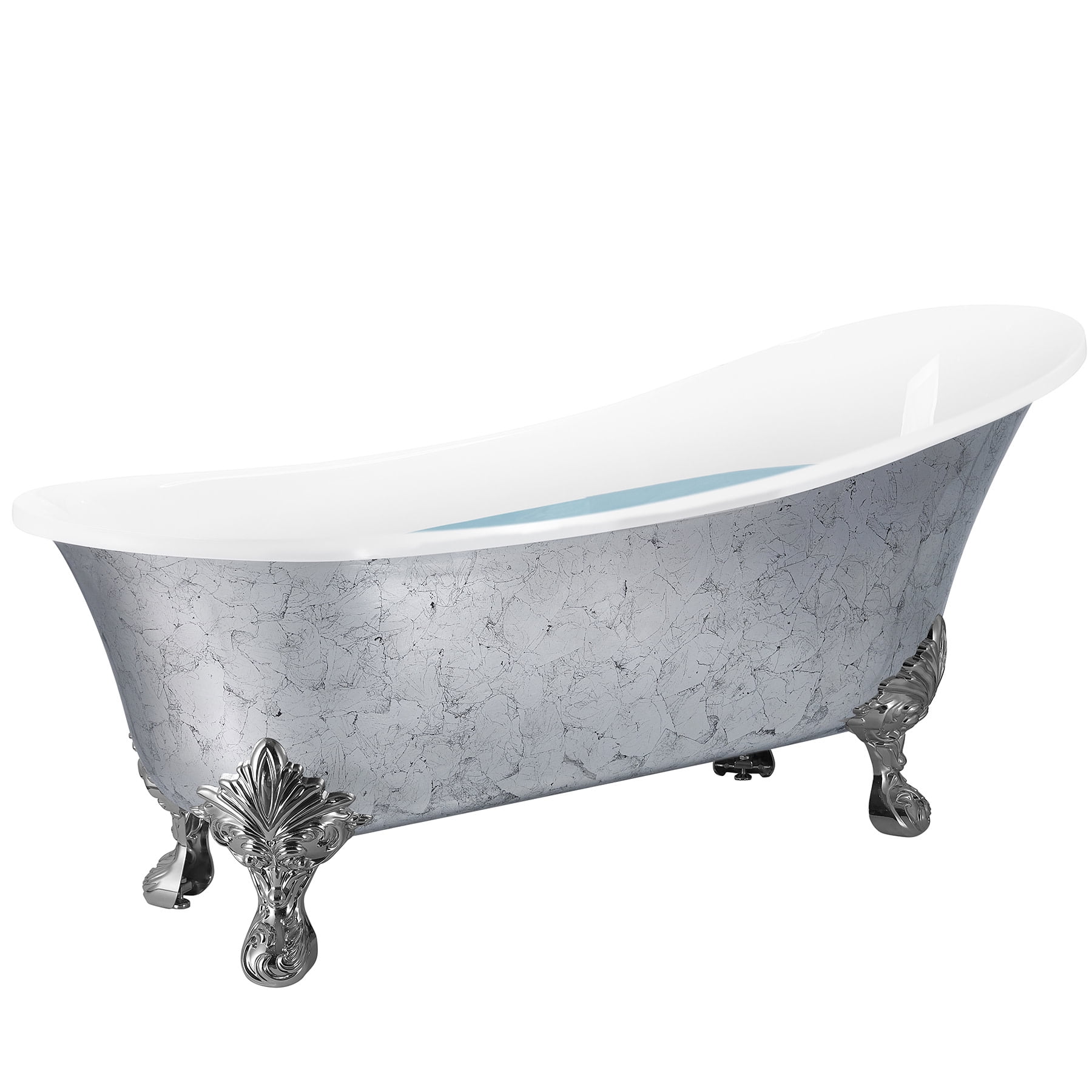 Akdy Bt0217 69" Clawfoot Acrylic Tub Silver Foil / Gloss White