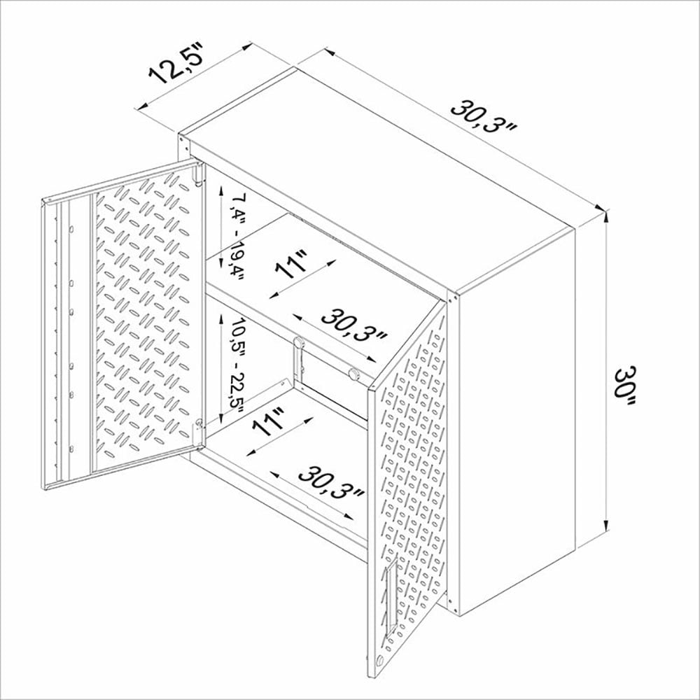 Fortress 30" Floating Textured Metal Garage with Adjustable