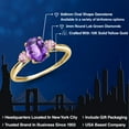 thumbnail image 2 of Gem Stone King 10K Yellow Gold Purple Amethyst and Pink Lab Grown Diamond 3-Stone Ring for Women | 1.46 Cttw | Oval Checkerboard 8X6MM | Gemstone February Birthstone | Size 7, 2 of 6
