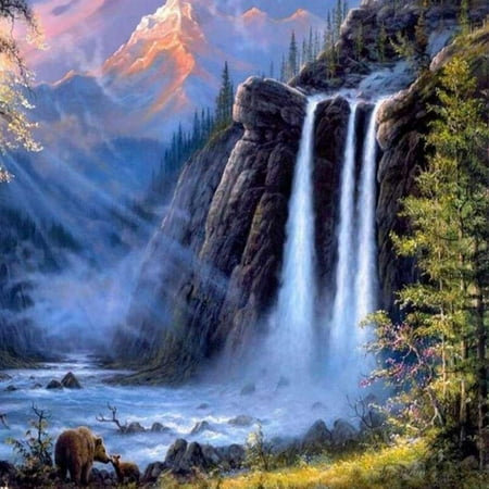 DIY Digital Oil Painting by Numbers Kits for Adults Kids Beginners, Frameless Landscape Pattern Canvas Paint Wall Art Home Decor Crafts 40 * 50cm