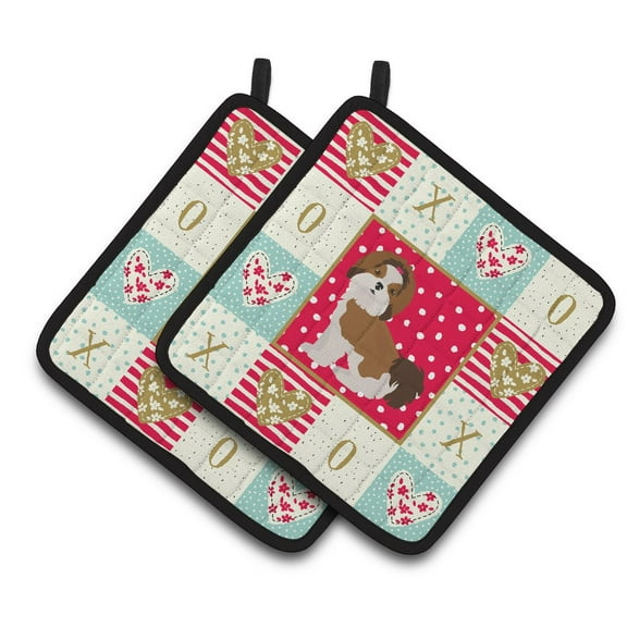 Imperial Shih Tzu Puppy Cut Love Pair of Pot Holders