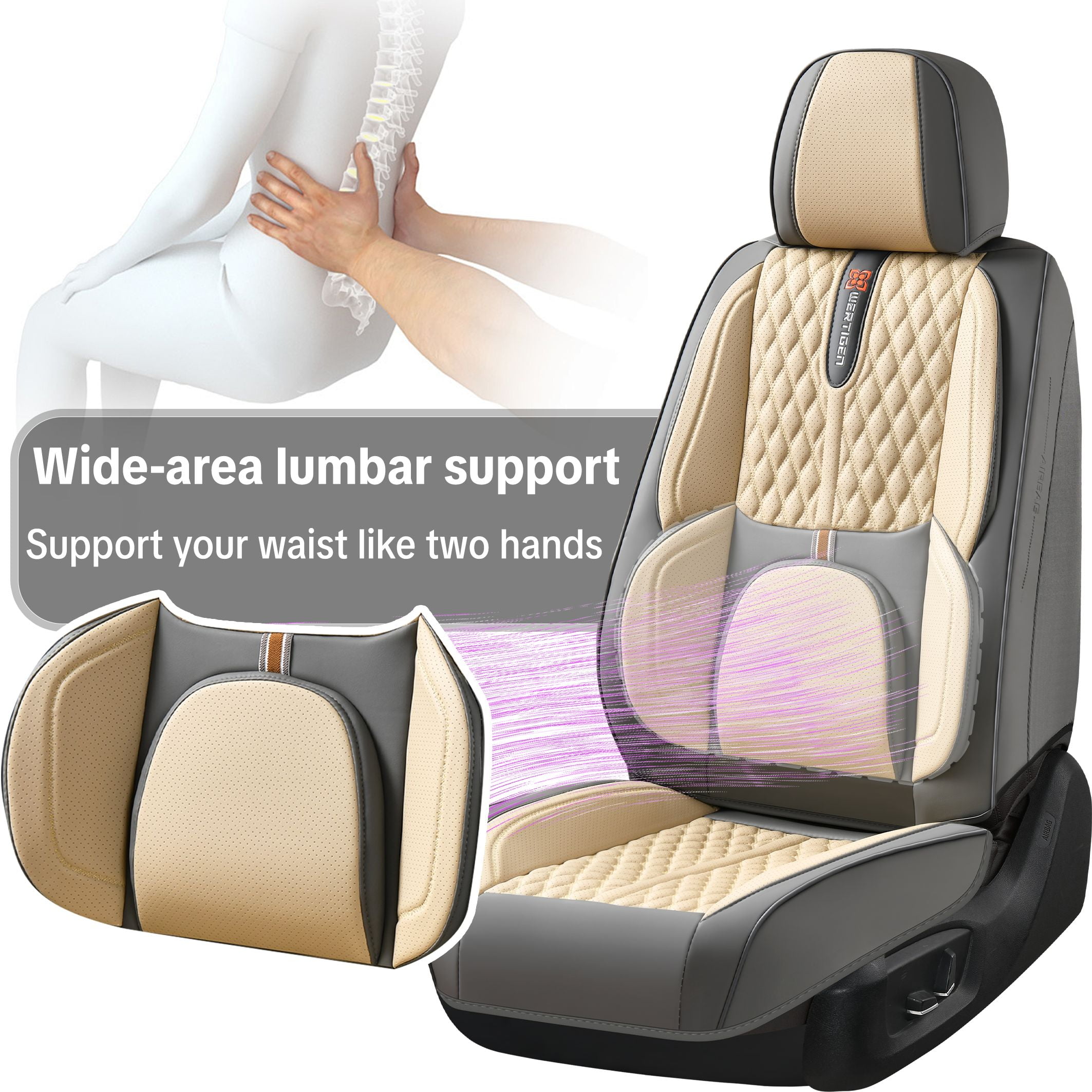 Car Seat Cover for Hyundai Tucson 2005-2026, Light Taupe Car Seat Covers, PU Leather, 5 Piece Full Set, Anti-Slip, Waterproof, Suitable for All Seasons, Beautify the Interior of Old Cars
