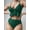 Green, variant on New casual, sunny, sexy solid color ruffle edge split top bikini women's swimsuit top and bottom