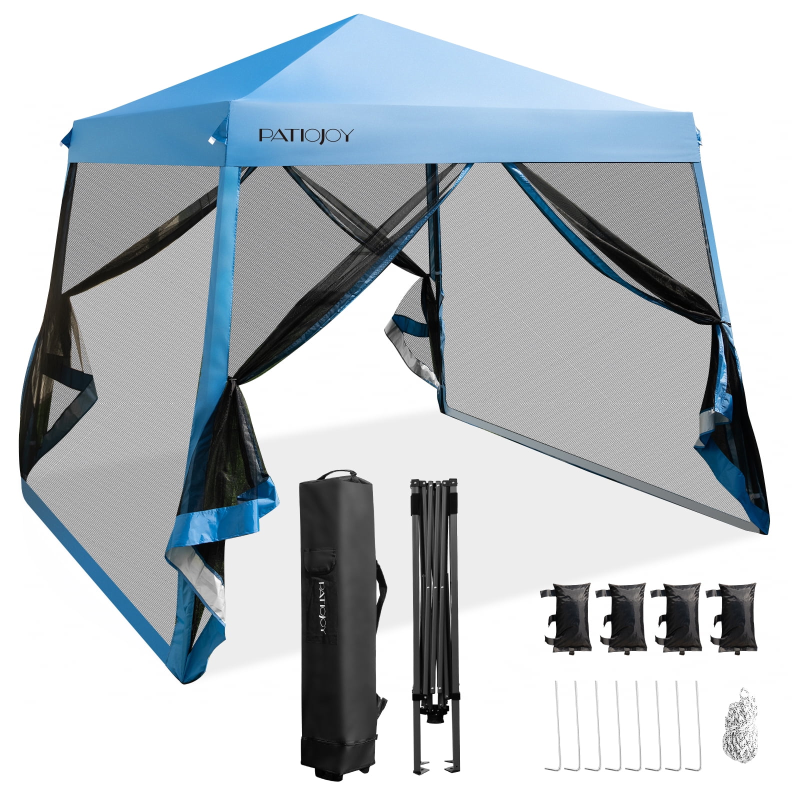 Costway 10x10Ft Patio Outdoor Instant Popup Canopy Slant Leg Mesh Tent Folding Blue