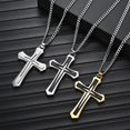 thumbnail image 3 of Collier Pendentif Croix en Acier Inoxydable pour Hommes (Or), 3 of 5