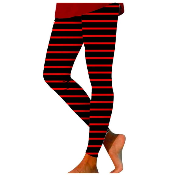 TINZ Women's Striped Print Leggings High Elasticity Slim Fit Active Pants For Fitness And Yoga Womens Stirrup Leggings Womens Work Clothes Business Casual Yoga