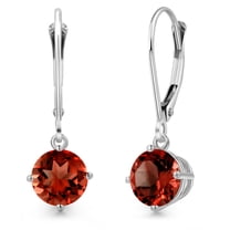 Gem Stone King 14K White Gold Red Garnet Earrings for Women | 2.00 Cttw | Gemstone January Birthstone | Round 6MM