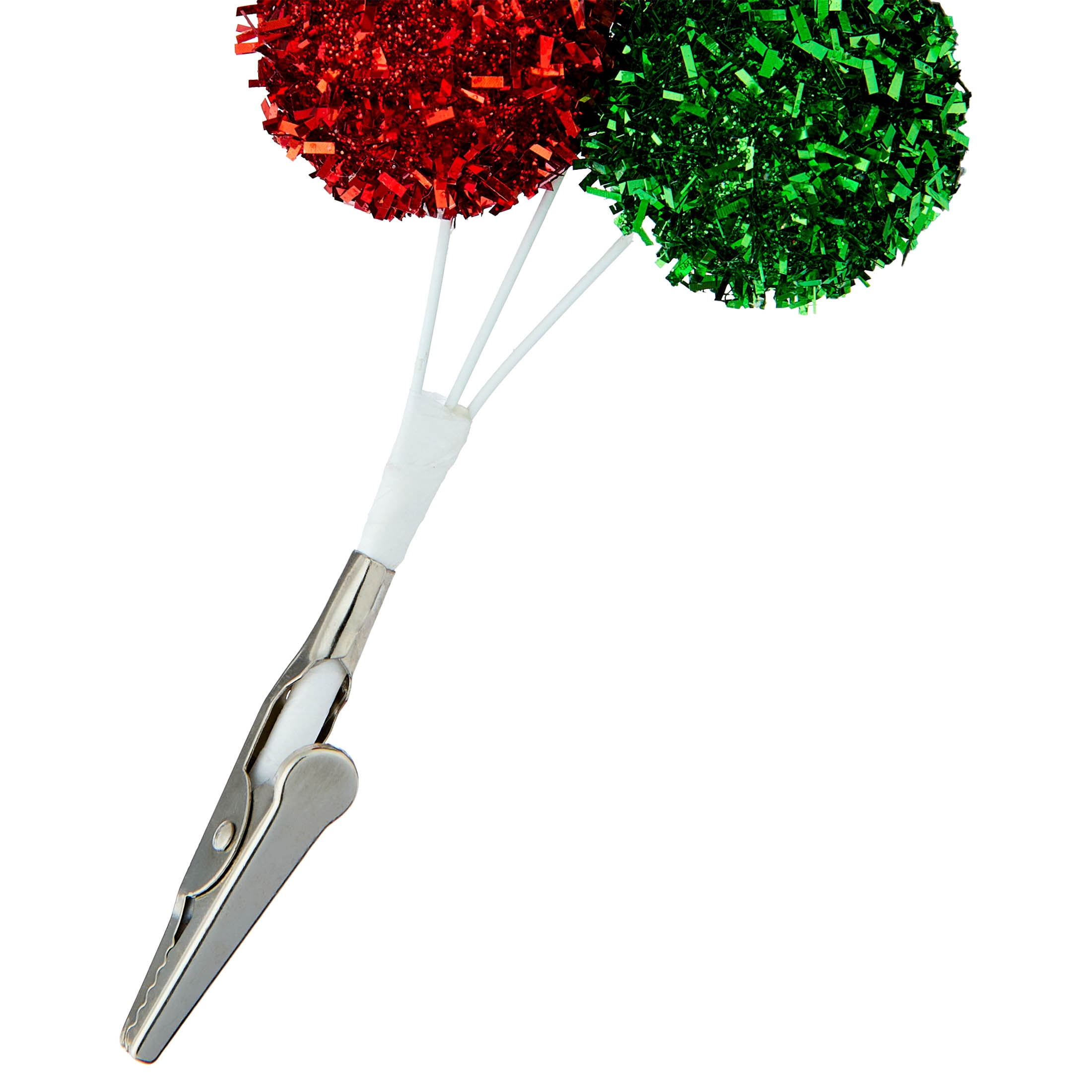Red/Green/White Tinsel Ball Christmas Clip Ornament, 9.3", by Holiday Time
