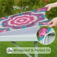 thumbnail image 6 of Pink Blue Tie Dye Mandala Square Fitted Tablecloth with Elastic Edge,Square Table Cover,Washable Elastic Table Cover for Home Kitchen Party Decor 34"x34", 6 of 6