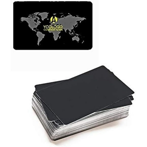 Business Cards,Metal Laser Printers Cards Message Card DIY Tag Cards Gift Card 3.4 x 2.1inch,Pack of 50 (Black)