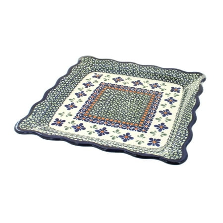 Metal Mosaic Plates - Polish Pottery Mosaic Flower Square Dinner Plate