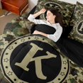 thumbnail image 3 of Erosebridal Boys K Personalized Initial Bedding Comforter Set 7pcs,Abstract Camouflage Queen Bedding Sets,Black Reversible, 3 of 6