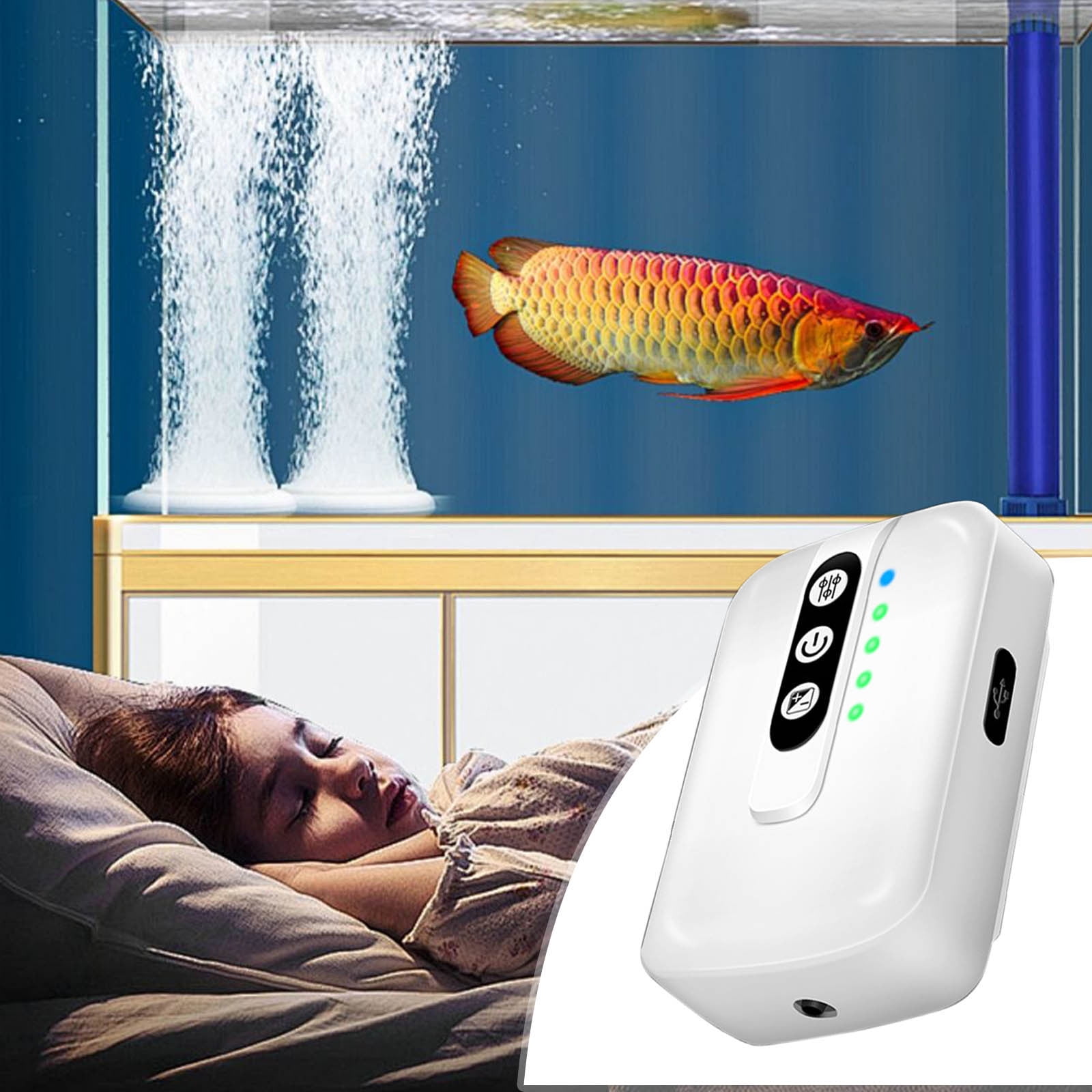 Portable Aquarium Water Pump with 3 L/min Airflow, 25-Hour Rechargeable Lithium Battery, USB-C Charging, 0.3 kg