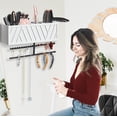 thumbnail image 5 of Rustic Wall Mounted Hair Dryer Holder - White Bathroom Hot Tool Organizer Caddy for Flat Iron, Curling Iron & Styling Accessories, 5 of 8