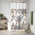 thumbnail image 6 of No Hook Shower Curtain, Coastal Brown Coral Shower Curtains for Bathroom with See Through Top Window, Summer Ocean Starfish Nautical Vintage Waterproof & Washable Bath Curtain Stand Up Stall 36"x72", 6 of 9