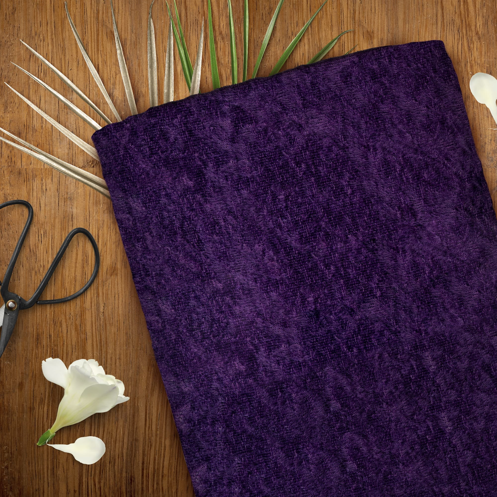David Textiles 58" x 1.5 yd Polyester Crushed Panne Velvet Precut Fabric, Eggplant