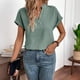 thumbnail image 5 of Xuyuer Ladies' Fashionable Casual Solid Color Short Sleeved V-Neck Linen Top - Breathable Summer Blouse for Beach Vacations, Weekend Outings and Relaxed Everyday Outfits, 5 of 5