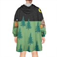 thumbnail image 2 of Wearable Oversized Blanket,Green Bigfoot and Campfire Pattern Wearable Blanket Hoodie for Adults,Cozy Hooded Blankets with Super Pockets,Super Warm Fuzzy Pullover for Women & Men, 2 of 6