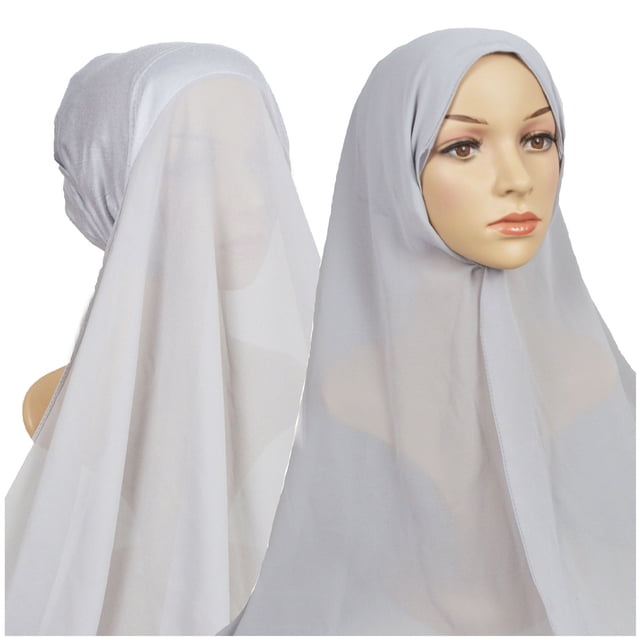 Casquette Hijab Grise pour Femmes, Décontractée, Couleur Unie, Multicolore, Musulmane