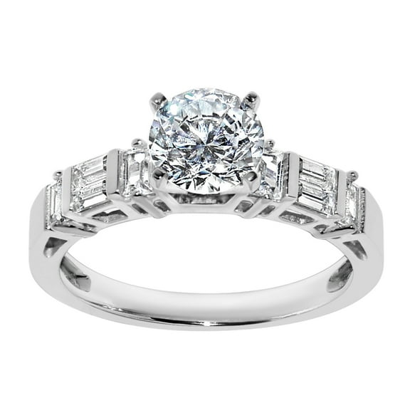 14k White Gold 1 1/2ct TGW Round-cut Diamonette Engagement Ring