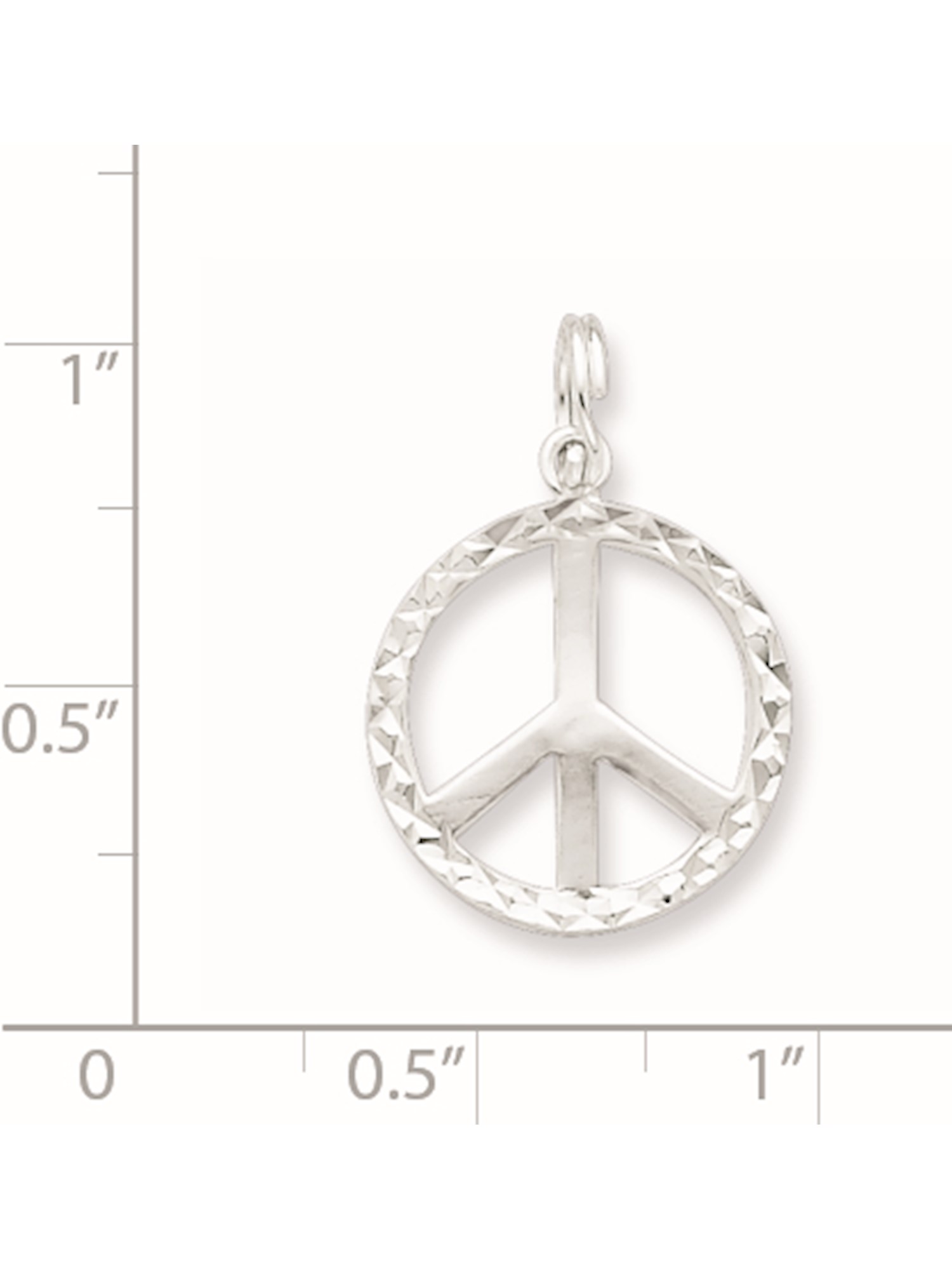 925 Sterling Silver Diamond-Cut Peace Symbol Charm Pendant
