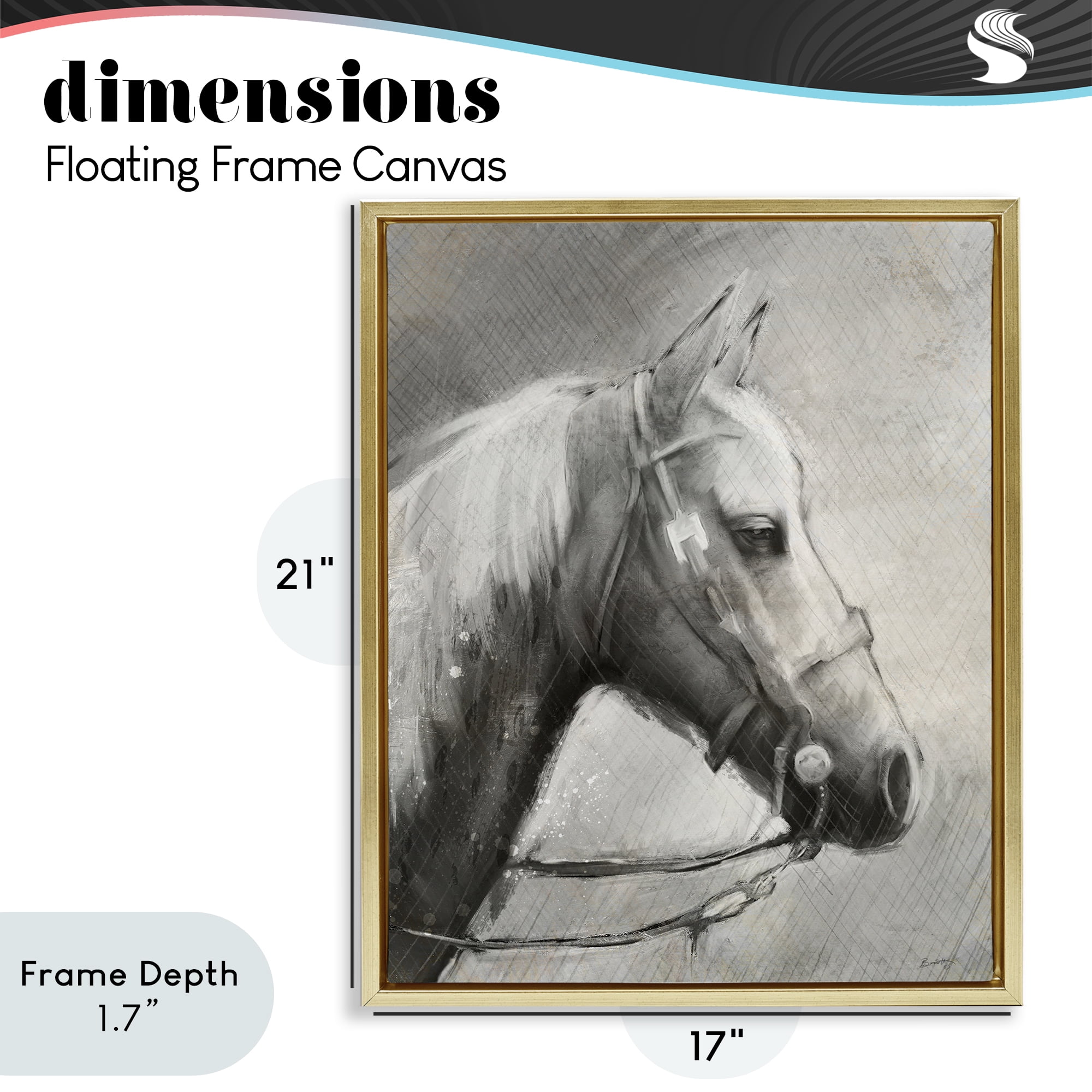 Stupell Industries Modern Ranch Horse Gold Framed Floater Canvas Wall Art, design by Chad Barrett