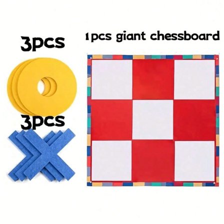 7Pcs Tic Tac Toe Board Game,Family , Outdoor , Party Games,Polyester fiber Material, 43-Inch Oversized Board, 7.8-Inch Pieces, Suitable For Family Gatherings, Office Social, Group Activities