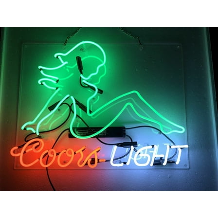 Queen Sense 20" Coor Light Girl Sit Neon Sign Acrylic Man Cave Handmade Neon Light 120CLGSA