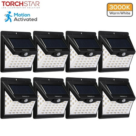 

TORCHSTAR 8 Pack 40 LED Solar Motion Lights for Garage Porch Driveway Patio Wireless Outdoor Solar Lights 3000K Warm White