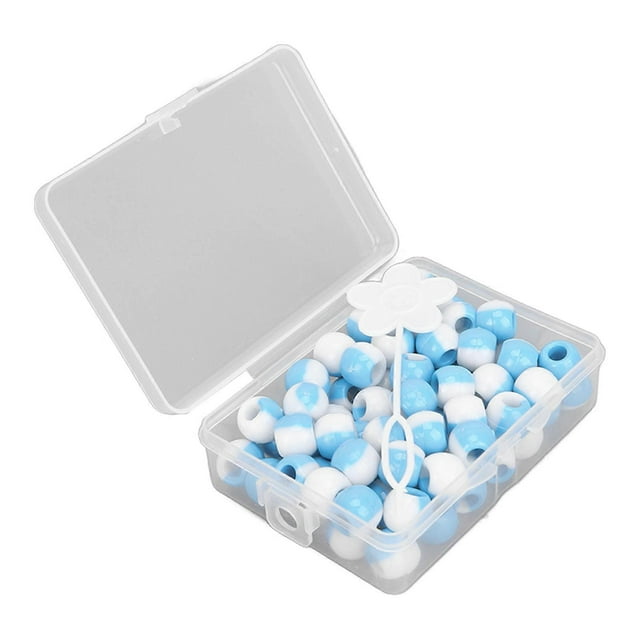 74pcs Round Hair Beads DIY Plastic Crochet Braid Wig Accessories Braid Dreadlock Beads Hair Braiding ToolLight Blue