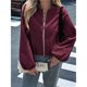 thumbnail image 4 of Chaquetas Abrigadas con Cremallera para Mujer, de Otoño e Invierno, de Larga, Informales, Holgadas y con Bolsillos. Vino Tinto L, 4 of 7