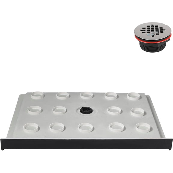Streamline NTM-626-48BL-AL 48 in. x 36 in. Alcove Acrylic Shower Base in Matte Black with Center Drain, Drain Included