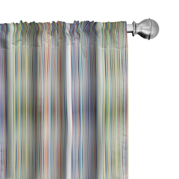 Ambesonne Purple Stripe Curtains, Lines Colorful Retro, Pair of 28"x63", Blue Violet and Pale Yellow