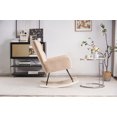 thumbnail image 3 of Nursery Rocking Chair, Modern Teddy Upholstered Rocker Glider Chair with High Backrest and Metal Base for Bedroom Living Room Offices, Nude, 3 of 11