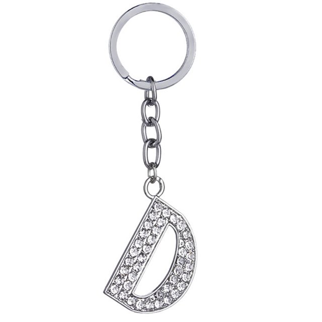 Key Chain Rhinestone A to Z Design Pendant Keychain Key Ring for Handbag Decor