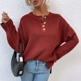 thumbnail image 2 of IROINNID Reduced Womens Sweater Round Neckline Pullover Sweater Solid Color Casual Mid-Length Long Sleeve Sexy Tops Blouse, 2 of 9