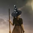 thumbnail image 4 of PRETXORVE Halloween Black Witch Hat Witch Cap with Hook for Wearing can Also be Used for Halloween Yard Hanging Decoration, 4 of 5