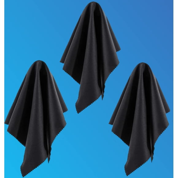 Woeilo 3 Pack Black, 12"x12" Extra Large Oversized Microfiber Cleaning Cloth, for Electronics and Screens, Lenses on Cameras, Binoculars, telescopes,MacBook Pro 13", 14",15",16"