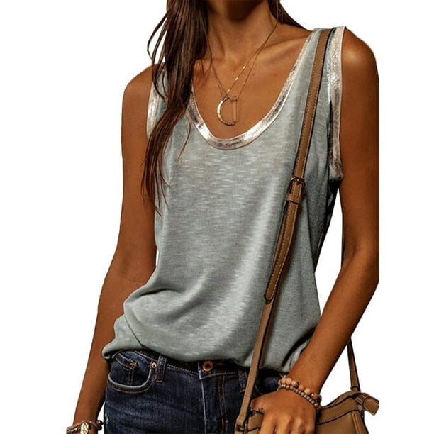 Mawclos Mawclos Women Color Block Sleeveless T Shirts Workout Yoga Racerback Classic Scoop Neck Tank Tops Walmart Com Walmart Com