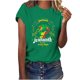 thumbnail image 1 of Tops de Manga Corta para las Mujeres de Ajuste Suelto, Día de la Independencia Negro Impreso, Cuello Redondo Suelto Superior, 1 of 4