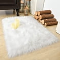 thumbnail image 4 of Noahas Faux Fur Sheepskin Area Rug Soft Shag Rug Silky Area Rug Decor Washable Non-Slip Rug 2 x 3 Feet, White, 4 of 7