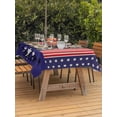 thumbnail image 3 of Outdoor Tablecloth with Umbrella Hole for Patio/Picnic/Party/Camping, Independence Day Waterproof Table Cloth Rectangle Table Cover Washable, Vintage Boots Red Vertical Striped US Flag (54"x 80"), 3 of 8