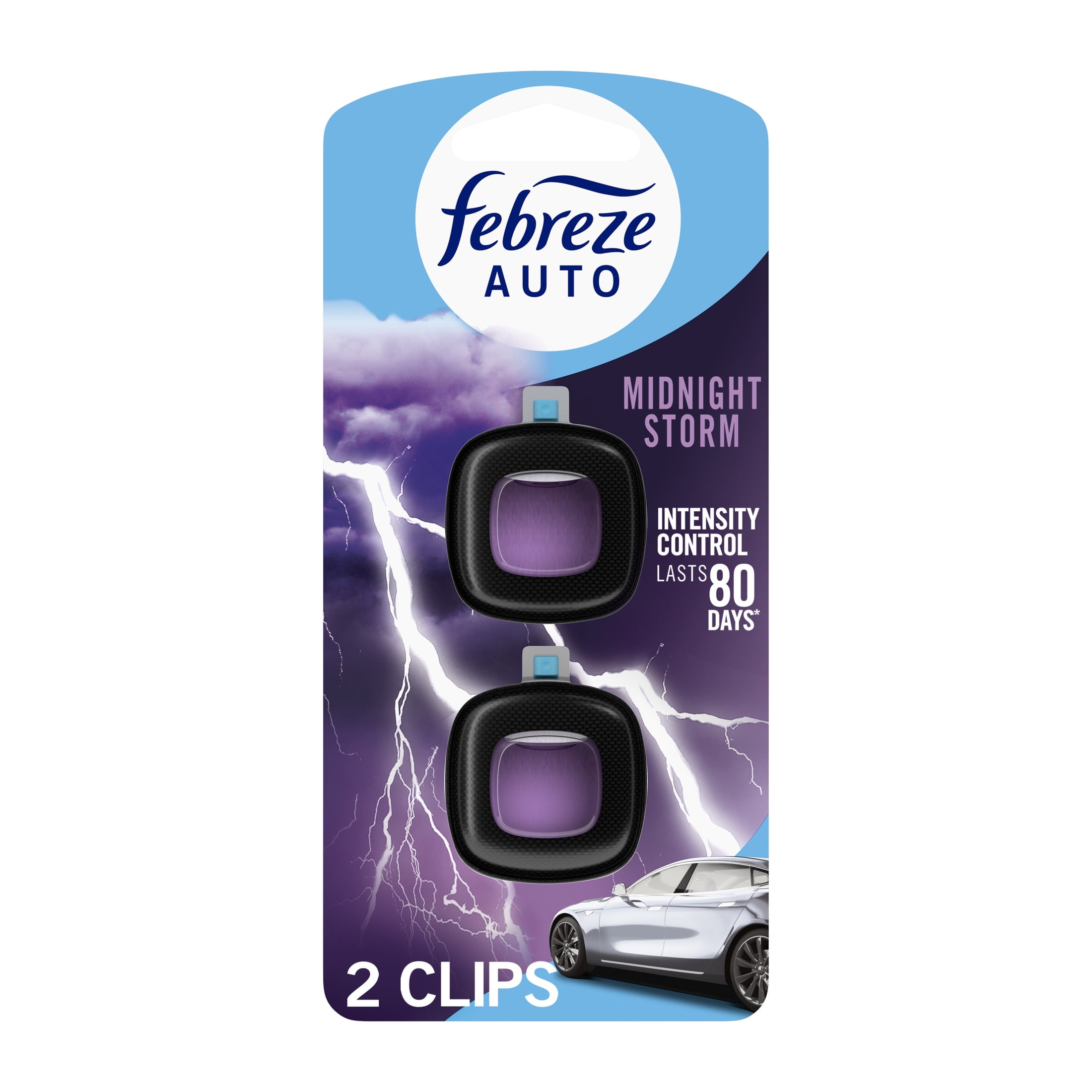 (2 pack) Febreze AUTO Car Vent Clip Air Freshener, Midnight Storm Scent, 2 Count
