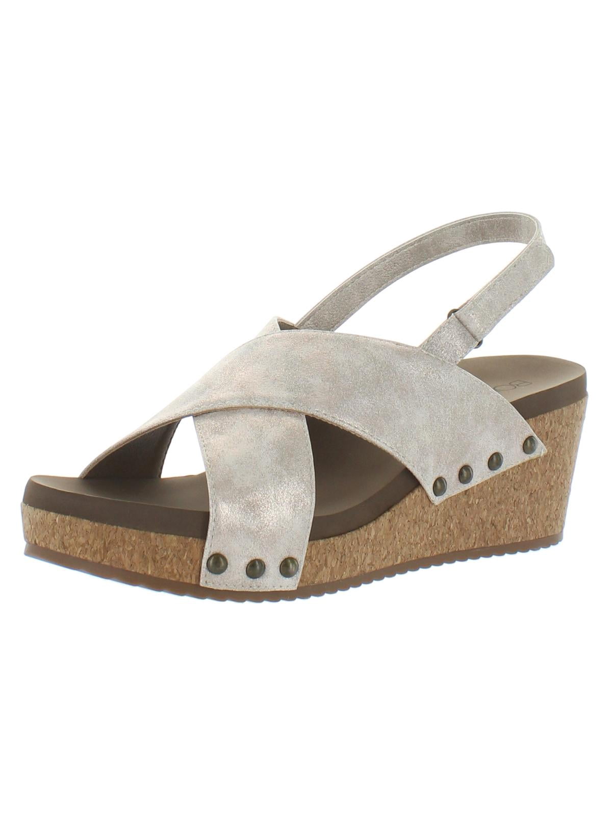 Teresa Faux Leather Wedge Sandals Gold 