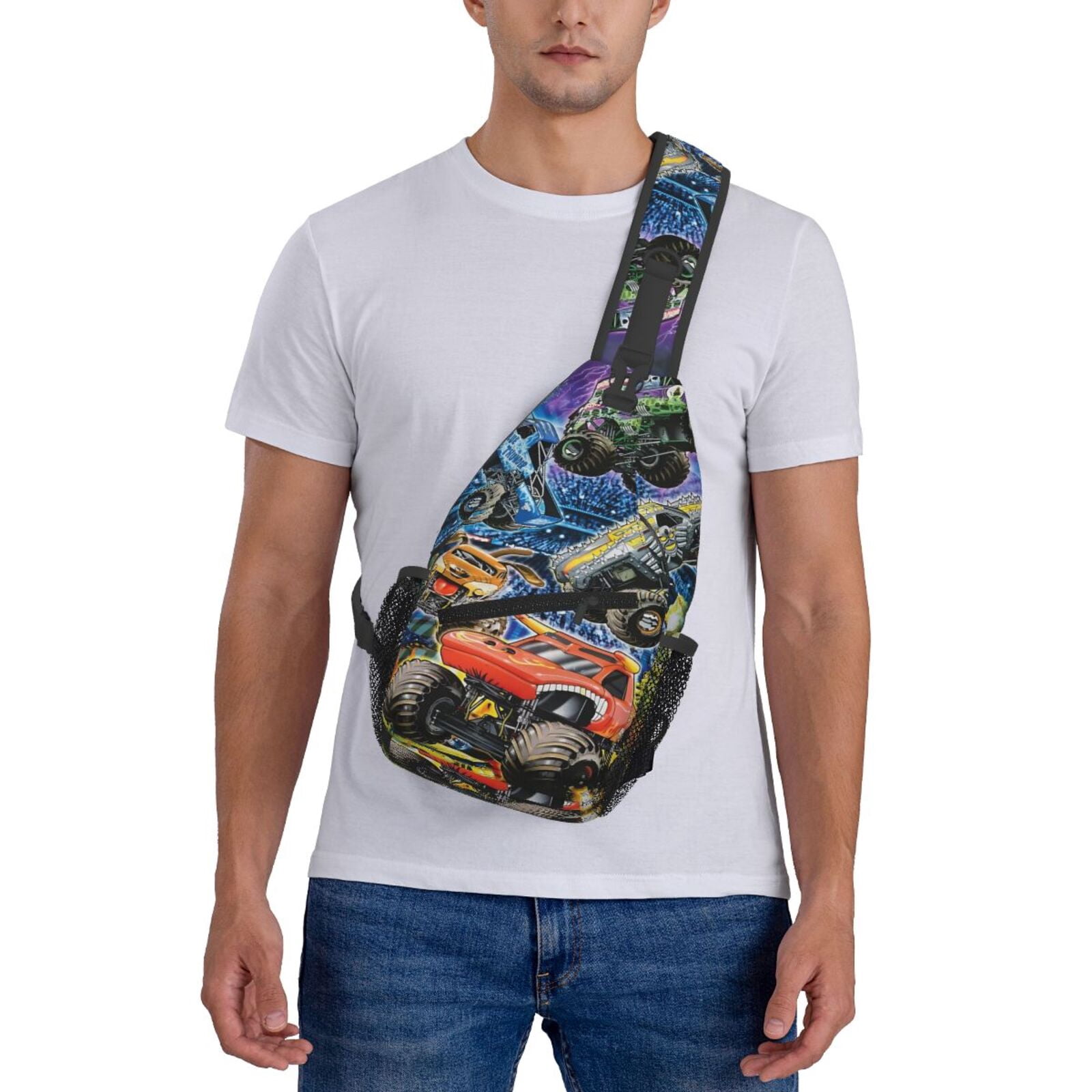 Monster Truck Jam Sling Bag Crossbody Sling Backpack Chest Bag Daypack Purses Shoulder Bag For Women Men Travel Hiking