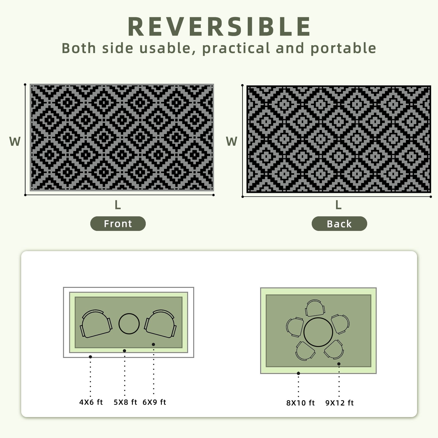 Favoyard Outdoor Rug 8x10 ft Waterproof Reversible Patio Plastic Straw Rugs Outside Large RV Camping Area Carpet Mat for Porch Balcony Pool Backyard