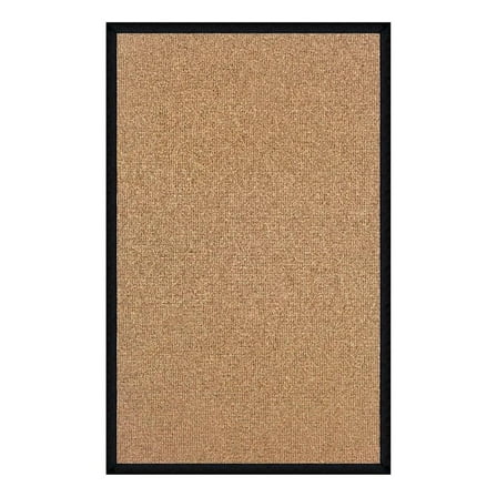 Linon Empire Machine Tufted Wool 5'x8' Rug in Cork Brown and Black Leather