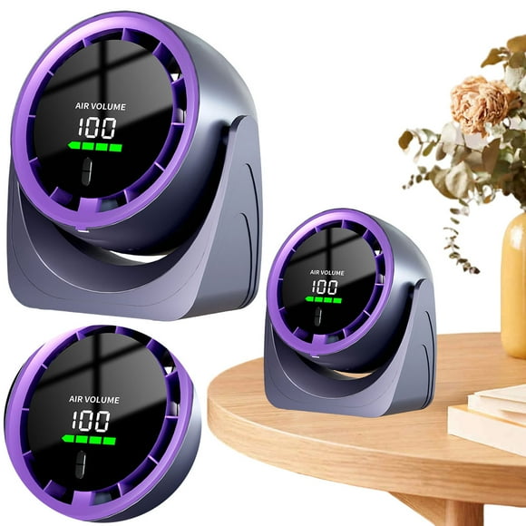 Ventilador Escritorio Pared Montada en La Mesa Recargable Pantalla Digital () Púrpura