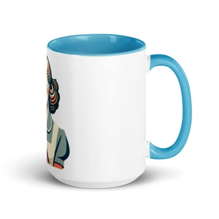 

Mug with Color Inside Retro Housewife Reality Called So I Hung Up! (Blue 15 oz)