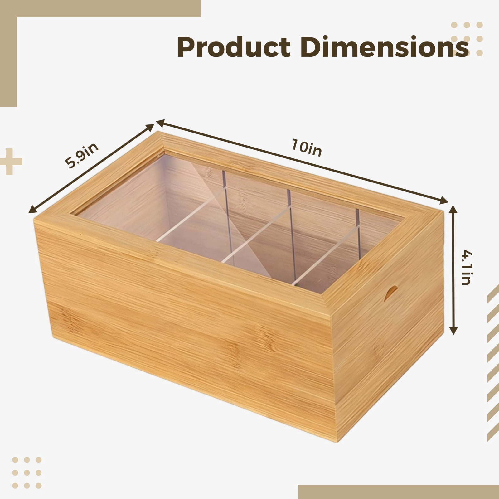 Pine Wood 3x5 Indexes Card Holder with Clear Cover, Desk Organizer Storage Box 10 x 5.9 x 4 in, 4-Section Flip-Top Design for Recipe Cards, Business Notes, Office Supplies